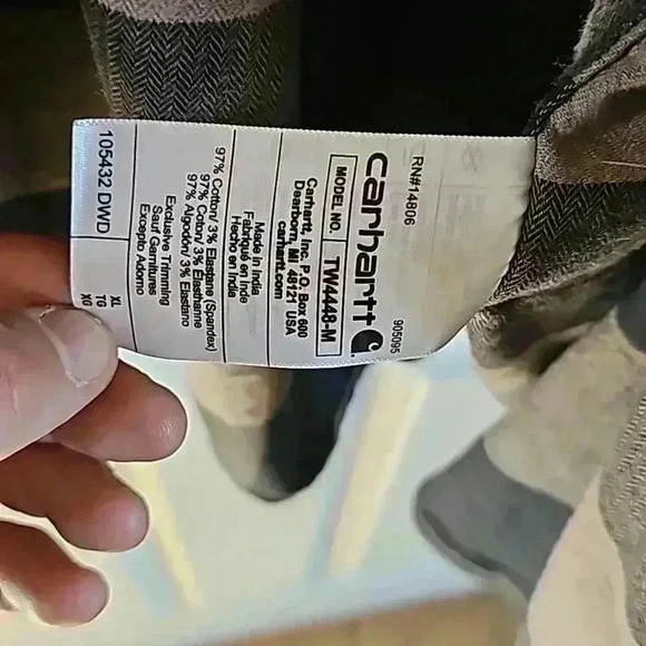 Carhartt button down checkered black and tan work casual - Picture 6 of 8